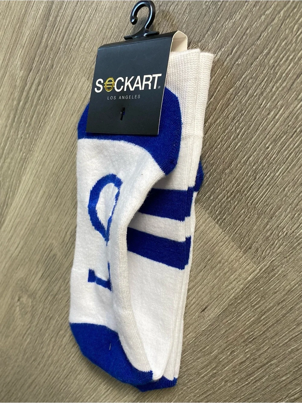 Women’s White & Blue Crew Socks - Oy Vey Graphic